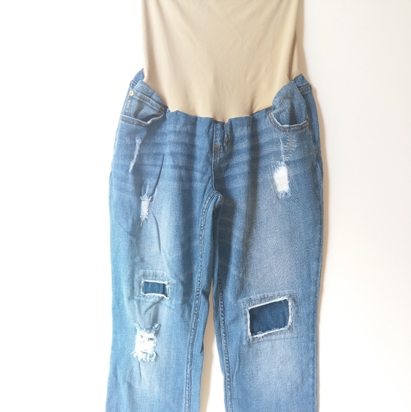 Indigo Blue Skinny Distressed Maternity Jeans - Picture 3 of 5